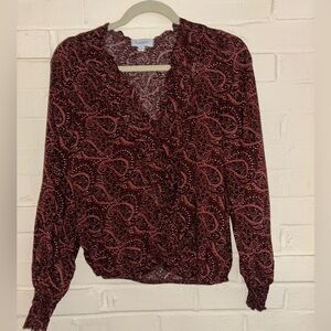 Evereve Burgundy Boho Surplice Blouse